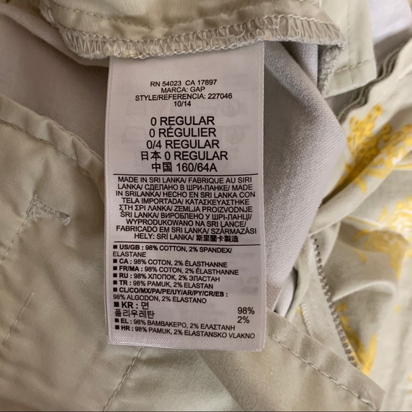 Gap Khakis Shorts Women 0 Yellow Floral Print 3" Shorts Stretch Chino Casual - Picture 11 of 12